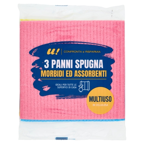 3 Panni Spugna Morbidi ed Assorbenti Multiuso U! Confronta e Risparmia